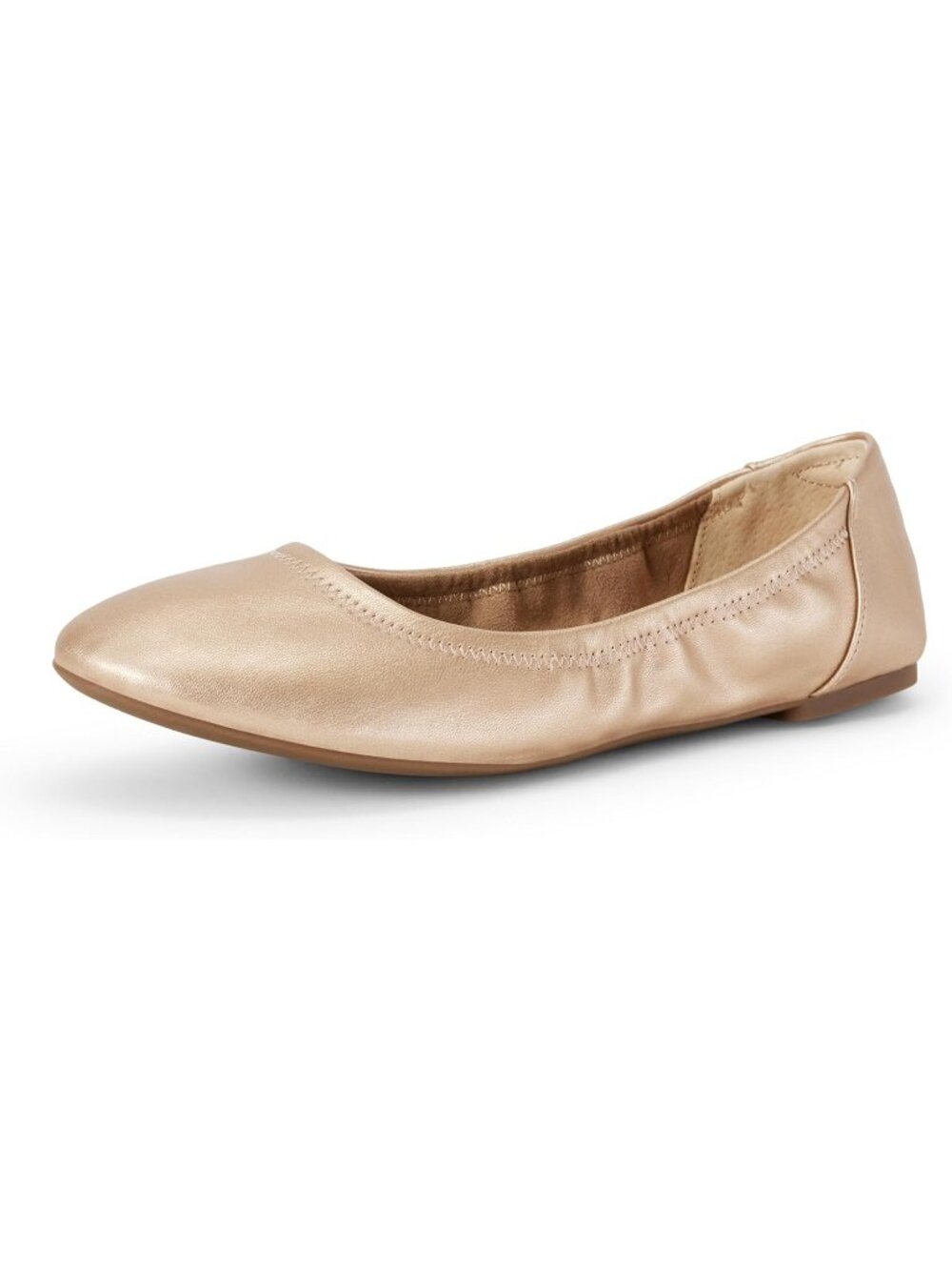 Women's Rose Gold Faux Leather Synthetic Comfortable Slip-On Ballet Flat Shoes